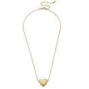 Margo Puffy Heart Necklace in Worn Gold | Bead Chain Style Pendant Fashion Jewelry