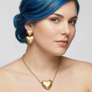 Margo Puffy Heart Necklace in Worn Gold | Bead Chain Style Pendant Fashion Jewelry