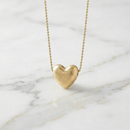 Margo Puffy Heart Necklace in Worn Gold | Bead Chain Style Pendant Fashion Jewelry