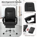 Massage Adjustable Executive Chair with Armrests and Retractable Footrest-Black