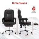 Massage Adjustable Executive Chair with Armrests and Retractable Footrest-Black