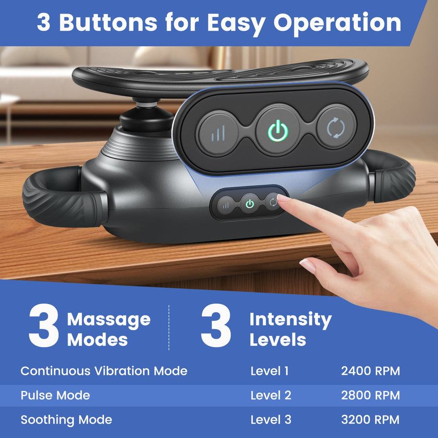 Massage Gun Deep Tissue with 3 Switchable Massage Heads and 3 Modes-Black