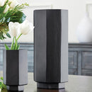Matte Black Glass Hurricane Vase | Small Hexagonal Flower Vase | 3.5" x 6.5"