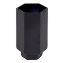 Matte Black Glass Hurricane Vase | Small Hexagonal Flower Vase | 3.5" x 6.5"