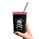 May Contain Poison Glass Double Old Fashioned with Lid and Straw | Halloween Spooky Tumbler