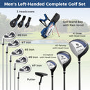 Mens LeftHanded Complete Golf Clubs and Bag Set Portable Lightweight Golf Stand Bag