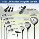 Mens LeftHanded Complete Golf Clubs and Bag Set Portable Lightweight Golf Stand Bag
