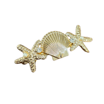 Mermaid Parade Gold Hair Clip with Sea Stars and Shell