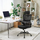 Mesh Office Chair with Adaptive Lumbar Support Flip-up Armrests Reclining Backrest-Black