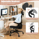Mesh Office Chair with Adaptive Lumbar Support Flip-up Armrests Reclining Backrest-Black