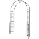 7.9 Feet Metal Garden Arch Backdrop Stand with Fence for Climbing Plants-Black