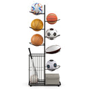 Metal Basketball Holder with 7 Removable Hanging Rods and Side Ball Basket