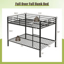 Metal Bunk Bed Full Over Full with Length Safety Guardrail-Black