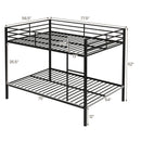 Metal Bunk Bed Full Over Full with Length Safety Guardrail-Black