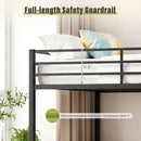 Metal Bunk Bed Full Over Full with Length Safety Guardrail-Black
