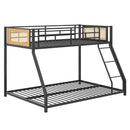 Metal Bunk Bed Twin Over Full with Full Length Safety Guardrail and Ramp Ladder