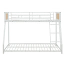 Metal Bunk Bed Twin Over Full with Full Length Safety Guardrail and Ramp Ladder