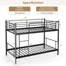 Metal Bunk Bed with Ladder and Full-length Guardrails