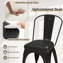 Metal Dining Chair Set of 4 Stackable Kitchen Chairs with Removable Backs and PU Leather Cushioned Seat-Black