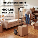 Metal Hand Truck Heavy-Duty 600 LBS Moving Dolly Cart with P-Handle and 10inch Rubber Wheels