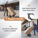 Metal Hand Truck Heavy-Duty 600 LBS Moving Dolly Cart with P-Handle and 10inch Rubber Wheels