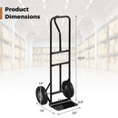 Metal Hand Truck Heavy-Duty 600 LBS Moving Dolly Cart with P-Handle and 10inch Rubber Wheels