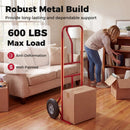 Metal Hand Truck Heavy-Duty 600 LBS Moving Dolly Cart with P-Handle and 10inch Rubber Wheels