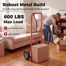 Metal Hand Truck Heavy-Duty 600 LBS Moving Dolly Cart with P-Handle and 10inch Rubber Wheels