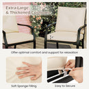 Metal Outdoor Dining Chair Set of 2 Stackable Patio Chairs with Armrests-Beige