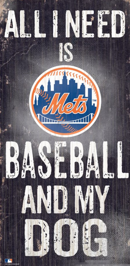 New York Mets Baseball and My Dog Wooden Sign