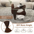 Triangle Coffee Table with Tempered Glass Top and Adjustable Rubber Wood Base