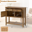 Mid-Century Console Table Wood Coffee Bar Buffet Sideboard with 2 Drawers-Walnut