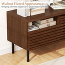 Mid Century Fluted TV Stand for 40 Inch TV Modern Entertainment Center with Open Compartment-Walnut