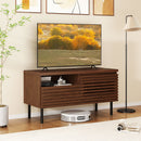 Mid Century Fluted TV Stand for 40 Inch TV Modern Entertainment Center with Open Compartment-Walnut