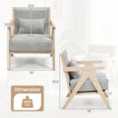 Mid-Century Modern Accent Chair Artificial Leather Sofa Chair with Rubber Wood Frame
