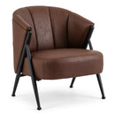 Mid Century Accent Chair with Curved Backrest - Brown