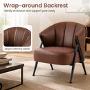 Mid Century Accent Chair with Curved Backrest - Brown