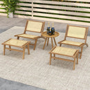 Mid Century Modern Accent Chair Farmhouse Handwoven Rattan Chair with Ottoman