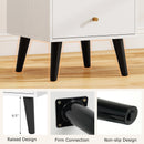 Mid Century Modern Bedside Table Nightstand with Golden Knobs and Raised Support Legs-White