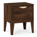 Mid Century Modern Bedside Table with Drawer and Tapered Support Feet for Bedroom