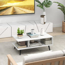 Mid Century Modern Rectangle Coffee Table 2-Tier Accent Table with 2 Open Compartments