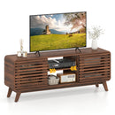 Mid Century Modern Entertainment Center with Grille-style Sliding Doors for Living Room