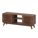Mid Century Modern Entertainment Center with Grille-style Sliding Doors for Living Room