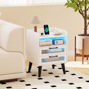 Nightstand with Charging Station and LED Lights