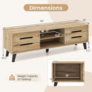 Mid Century Modern TV Stand with Sliding Doors and Cable Hole for 65 Inch TVs-Natural