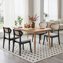 Mid Century Rattan Dining Chairs Set of 2 with Wood Frame