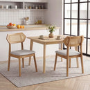 Mid Century Rattan Dining Chairs Set of 2 with Wood Frame
