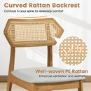 Mid Century Rattan Dining Chairs Set of 2 with Wood Frame