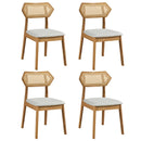 Rattan Dining Chairs Set of 4 with Curved Back
