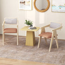 Mid Century Wooden Accent Chairs with Leathaire Seat Cushions Set of 2